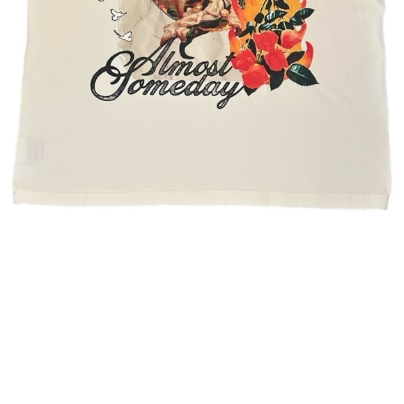Almost Someday Distressed Purgatory Short Sleeve Tee-Shirt, Cream, Size L, NWT - Picture 7 of 12